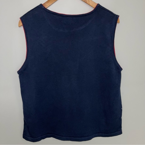 Liz Clairborne  Golf Sweater Vest Women's Size Large Navy‎ Red Argyle Sleeveless - Picture 6 of 7